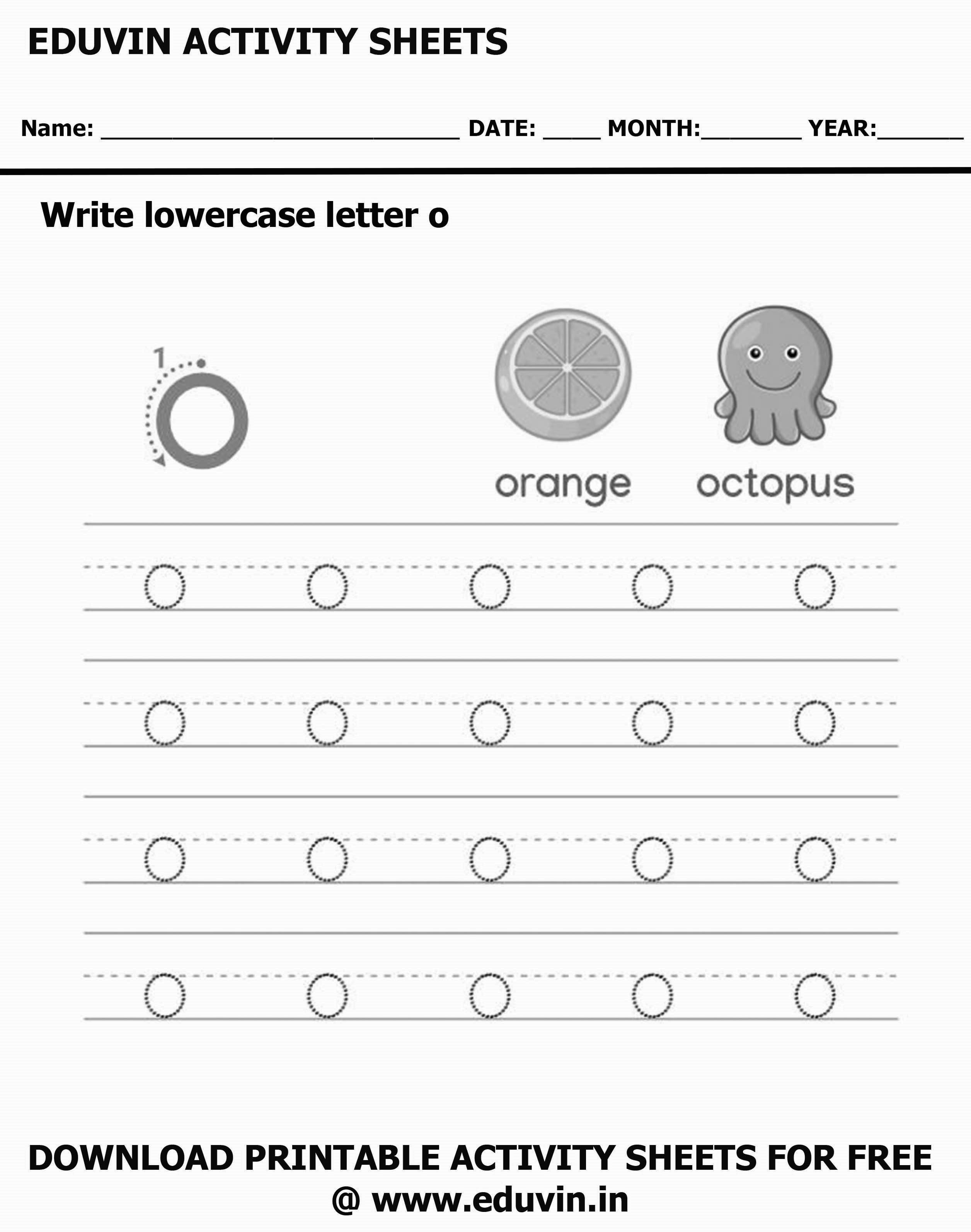 Lowercase Alphabet o Worksheets | Letter o Trace and Write Activity Sheet For Tracing and Letter Writing For Kids