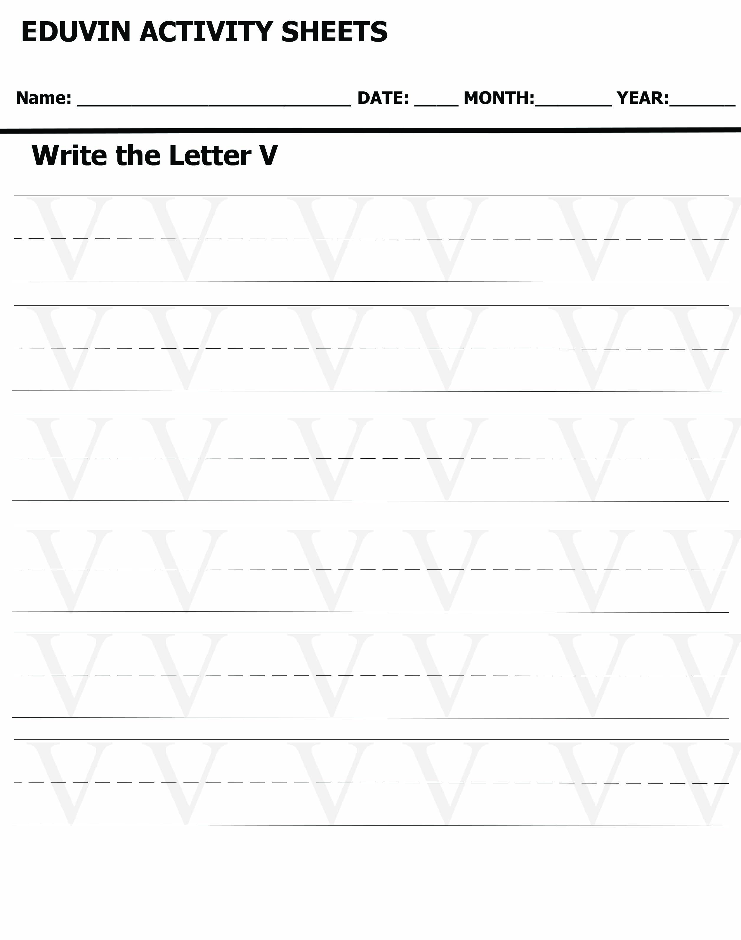 LETTER V Activity Sheet For Tracing and Letter Writing For Kids