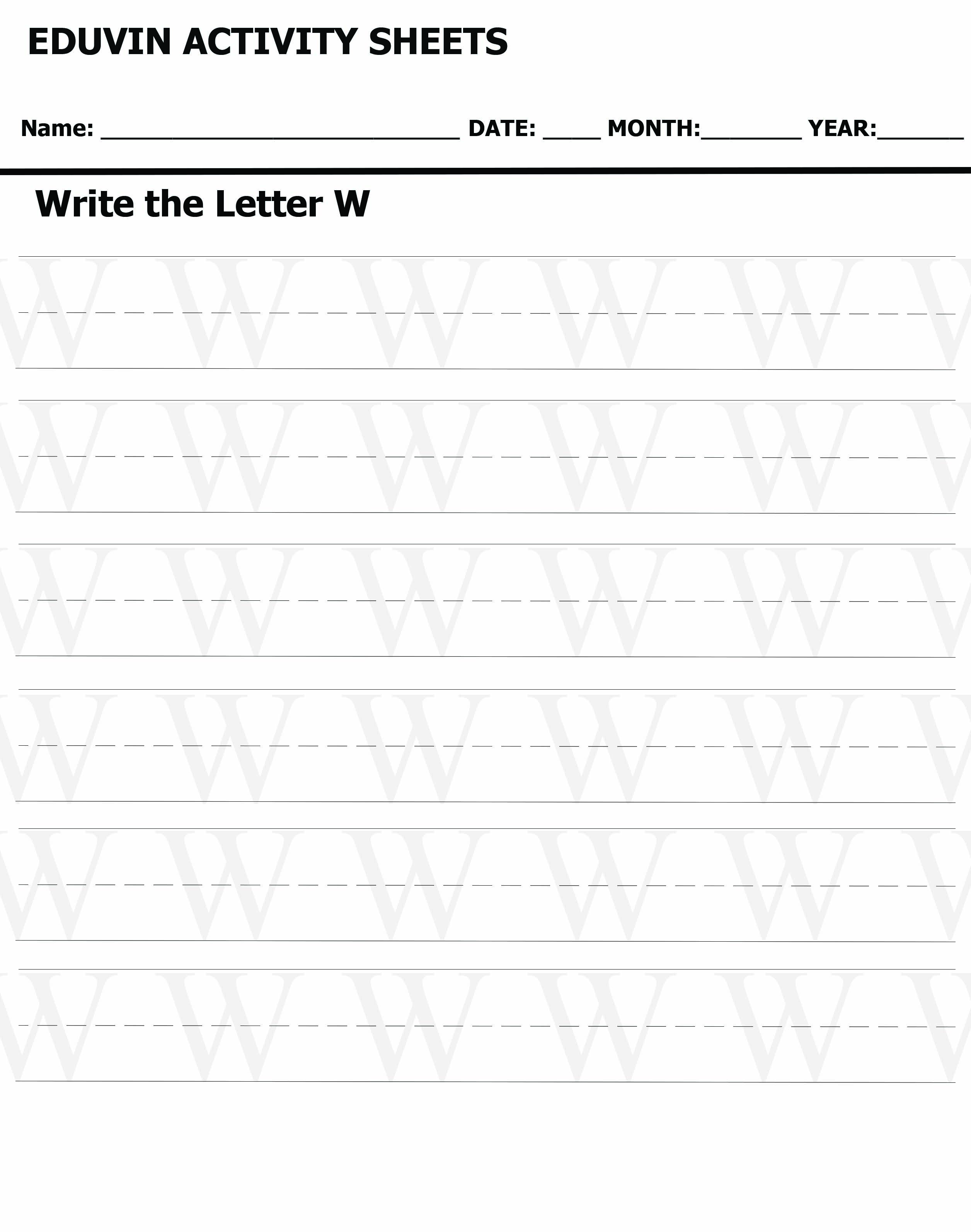 LETTER W Activity Sheet For Tracing and Letter Writing For Kids