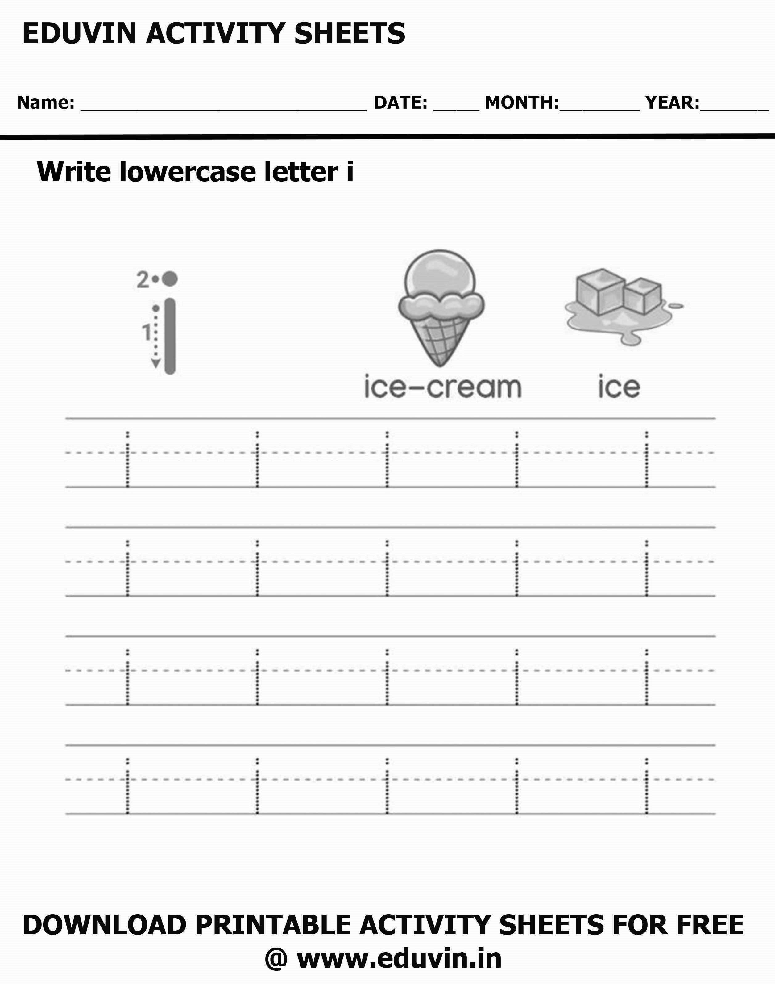 Lowercase Alphabet i Worksheets | Letter i Trace and Write Activity Sheet For Tracing and Letter Writing For Kids