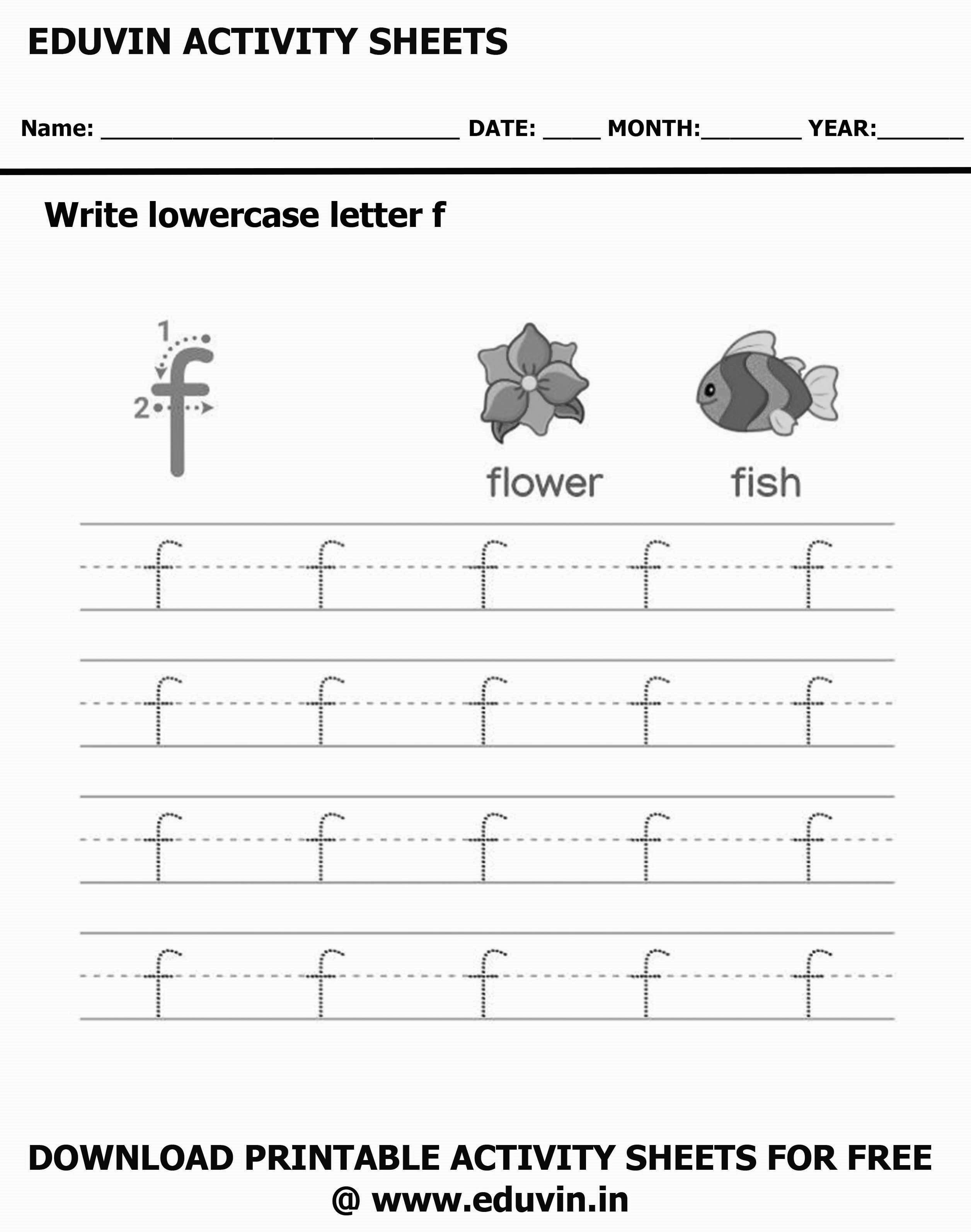 Lowercase Alphabet f Worksheets | Letter f Trace and Write Activity Sheet For Tracing and Letter Writing For Kids
