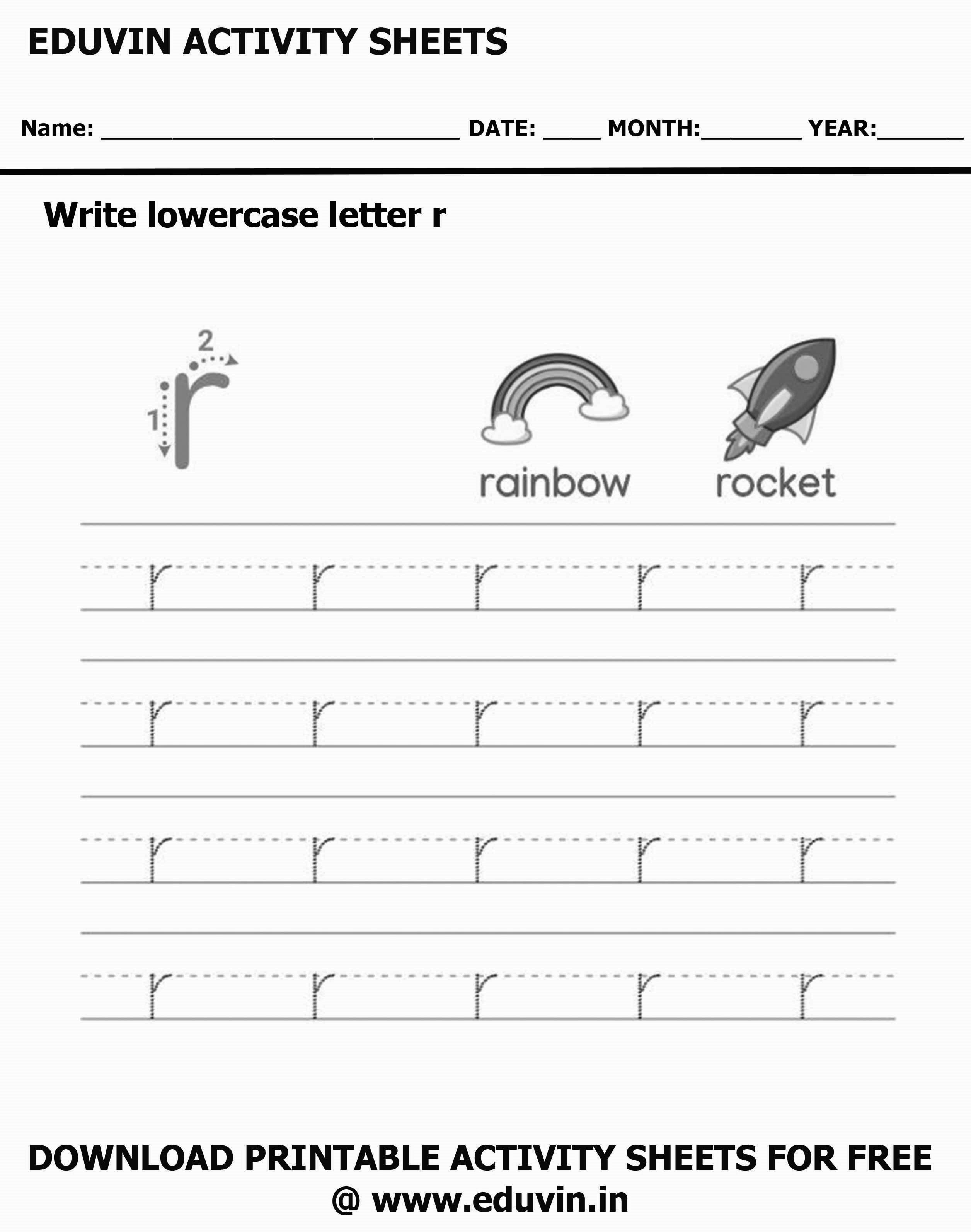 Lowercase Alphabet r Worksheets | Letter r Trace and Write Activity Sheet For Tracing and Letter Writing For Kids